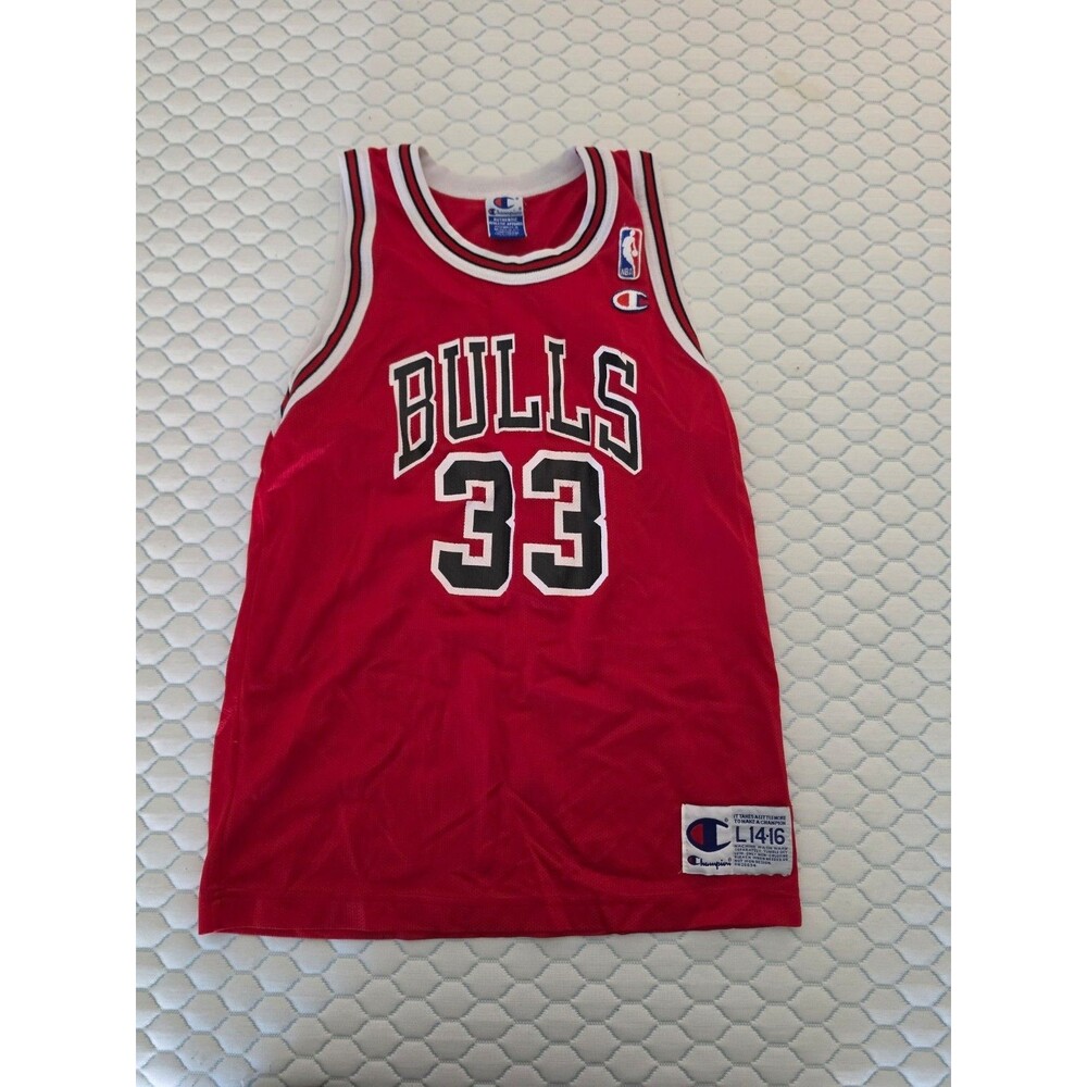 Vintage 90s Champion Chicago Bulls Scottie Pippen 33 Jersey Youth L 14-16